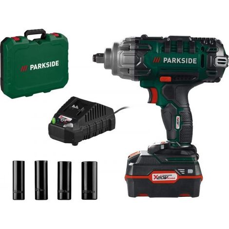 Avvitatore a Impulsi Parkside PASSK 20-Li C4 da 100 a 400 Nm da 20 V con Batteria e Caricabatteria con Bussole Montaggio Gomme - Prodotto Esposto
