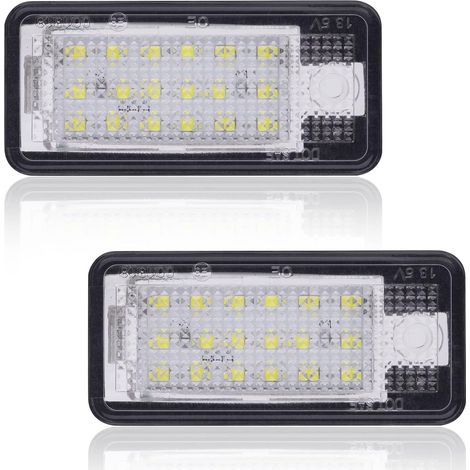 Superhelle LED-Kennzeichenbeleuchtung, 6000 K, Xenon-Weiß, 18 SMD, 2 Stück, LED-Kennzeichenbeleuchtung für A/udi A3 S3 A4 S4 A6 S6 C6 A8 S8 Q7 RS4 RS6