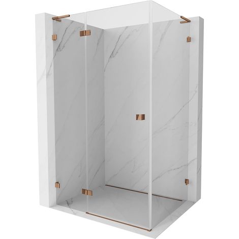 Mexen Lunar L cabina doccia con porta a battente sinistra 95 x 90 cm, trasparente, oro rosa - 834L-095-090-60-00-L (1/5)