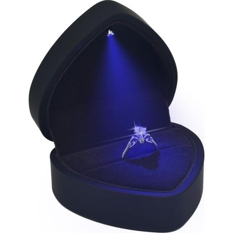 Irovami Boîte bague LED – cœur, velours, 6,9x6,5cm, mariage (1/5)