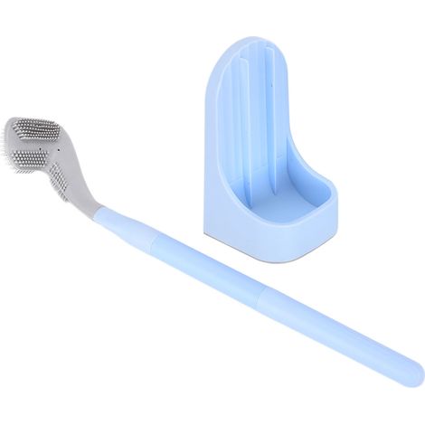 Golf cuvette WC brosse sans angle mort, long manche démontable, base anti-fuite, nettoyage toilettes, bleu glacier (1/5)