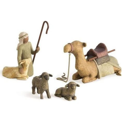 Petite Bergère, figurines de la Nativité sculptées et peintes à la main, ensemble de 3 pièces