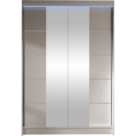 Armario Closico Salvor V, Cachemira, 200x120x58cm, Puertas de armario: Correderas, Número de estantes: 5, LED