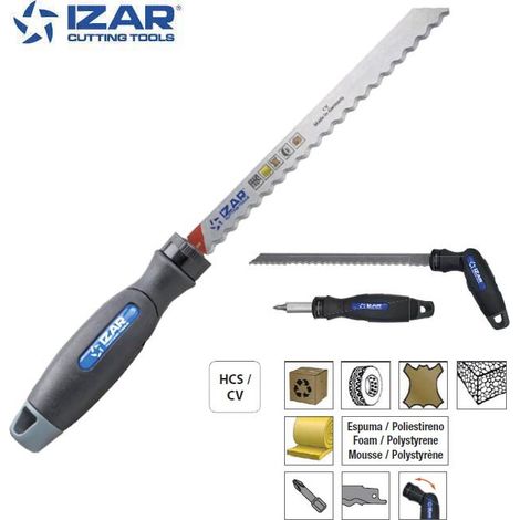 poignée orientable Izar pour lame scie sabre et embouts de vissage + 2 lames