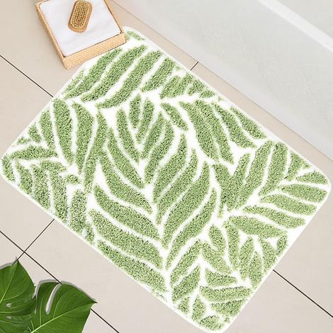 Sage Green Leaf Bath Mat 45 x 65 cm (1/4)