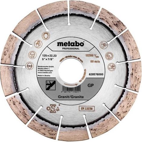 METABO MEULE DE TRONÇONNAGE DIAMANTÉE 125X22,23MM, « GP », GRANIT « PROFESSIONAL » (628576000) (1/2)