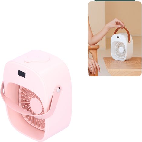 Ventilateur électrique portable réglable avec brumisateur et humidificateur pour la maison, l'extérieur et les dortoirs (rose) (1/5)