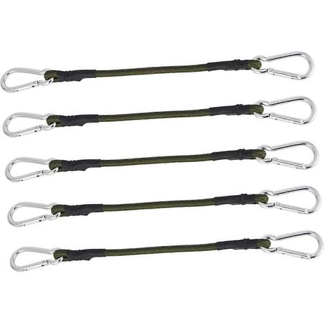 Set aus 5 robusten, elastischen Bungee-Seilen mit Haken zur Sicherung von Fahrradgepäck und Campingausrüstung. (1/5)