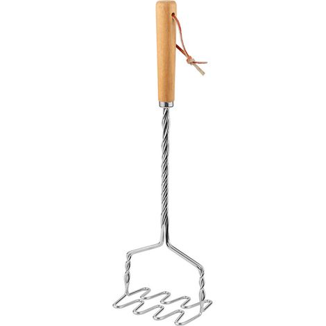 1 Pièce Écrase-pommes de terre, Acier inoxydable, Manche en bois, 35 cm, Pour légumes et fruits (1/5)