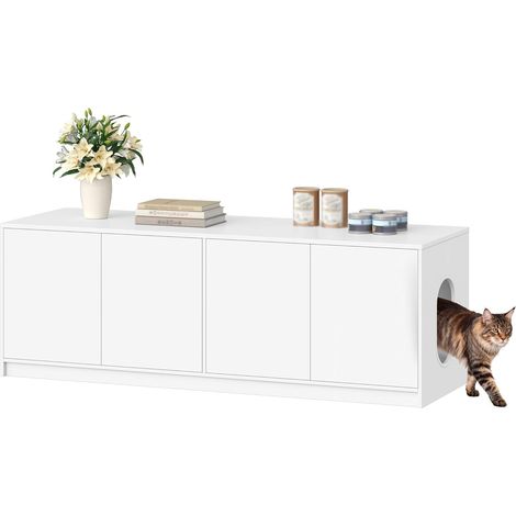 Meuble litière pour 2 chats – Maison de toilette avec ventilation – Cache-litière en bois – Dimensions 120 x 50 x 51.5 cm (1/5)