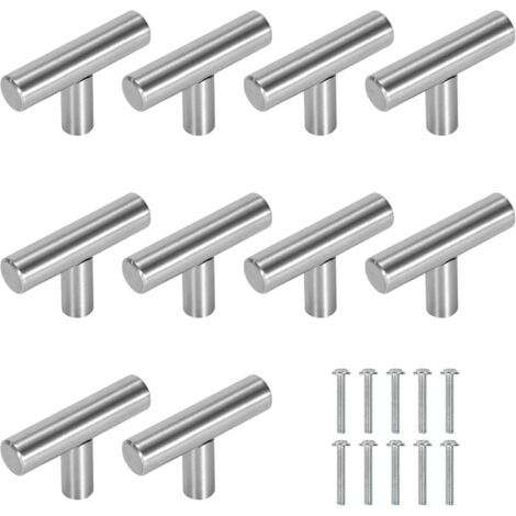 Lot de 10 Poignée Meuble Cuisine,50mm Poignée de Meuble Inox en Forme de T,Barre de Tiroir, Placards, Portes, Meubles, Salle de Bain, Chambres & Armoires (1/5)