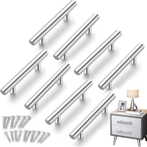8 Silver Kitchen Handles, Brushed Hollow Cabinet Handles, Stainless Steel Door Handles, with Screws, 96 mm Drilling Distance, for Cabinet Drawer Wardrobe Cabinet Door (1/5)