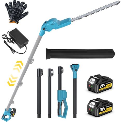 Taille Haie Electrique Telescopique 4,5 m avec Une Taille de 1,80 m, Taille-Haies Électriques avec Lame Double Action 52 cm, 2  Batteries 4,0Ah, Tête Pivotante 180° Réglable, pour Haies Hautes (1/5)
