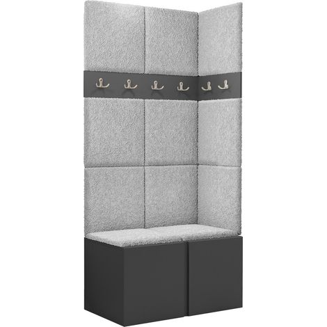 Conjunto para recibidor Pinis I, Abriamo 6, 186x84x46cm, Tapiz, Aglomerado laminado, Colocada, Montada en la pared