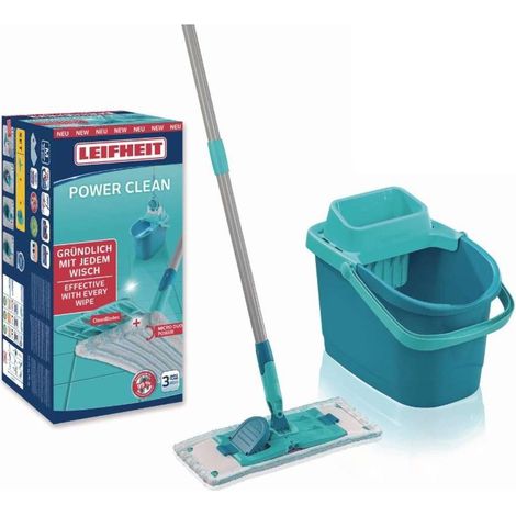 Leifheit Bodenwischer-Set Power Clean M Wischmop Wischtuchpresse Eimer