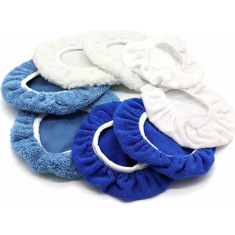 Tampons de polissage pour voiture - Laine + coton + microfibre + polaire corail Lot de 8 (1/5)