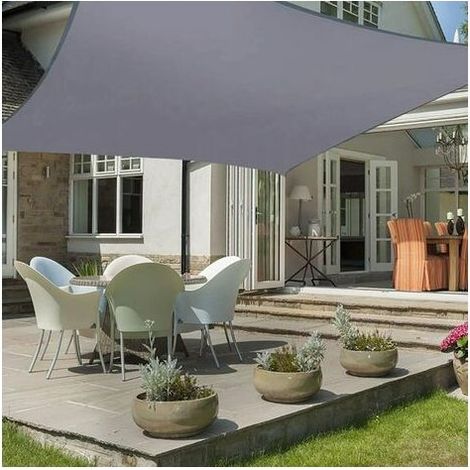 Voile d'Ombrage Rectangulaire 2x5m Toile d Ombrage Voile de Soleil Imperméable Respirant Protection des Rayons UV pour Camping Terrasse Jardin Balcon Extérieur Piscine,gris (1/5)