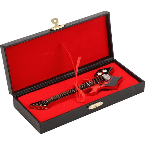 Mini basse décorative classique, modèle de guitare miniature pour bureau ou chambre, rouge-noir. Collection d'instruments de musique classiques. Couleur : noir. (1/5)
