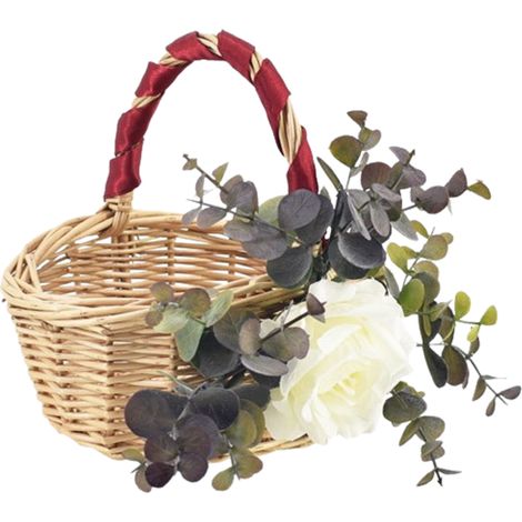 Panier À Fleurs Rurale Élégant Tressé À La Main En Osier Pour Fille D'Honneur Mariage Décoration Maison Pique-nique-KZQ (1/2)