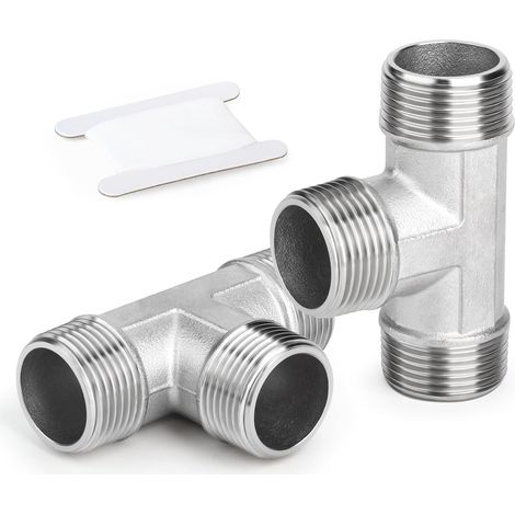 2 Pièces Raccord Té Acier Inoxydable 304 1/2" BSP Mâle Pour Eau Huile Gaz (1/5)