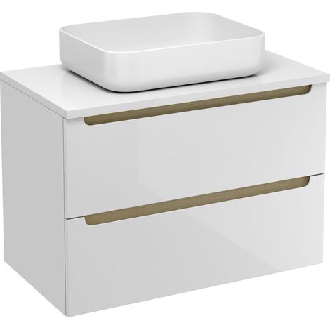 Naturel – Meuble de salle de bain sous lavabo 80x60x45 cm – STILLAD08057DBI – Tiroirs Soft Close – Mélaminé laqué blanc – Facilité d'entretien (1/2)
