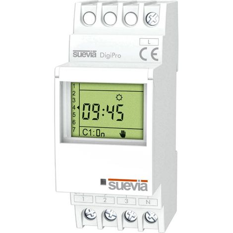 Interrupteur horaire pour rail 1 pc(s) Suevia DigiPro Tension de contact (max.): 250 V/AC Courant de commutation (max.) (1/2)