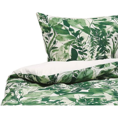 Duvet Cover Set GREENWOOD Sateen Cotton 155 x 220 cm Green