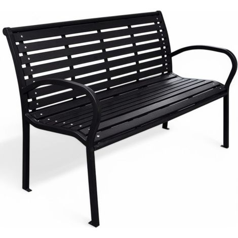 Banco de jardín de acero negro Gaia 125x60xH80 cm (1/4)