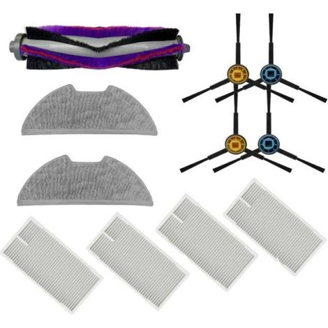 Accessoire Aspirateur Robot - Brosse Principale + Brosse Latérale + Filtre HEPA + Chiffon Vadrouille - Pour Obode A8 Eureka E10s ETA Aurum PRO 624 - Kit 11 Pièces (1/4)