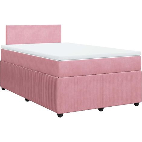 Maison Exclusive - Sommier à lattes de lit avec matelas rose 120x190 cm velours (1/5)