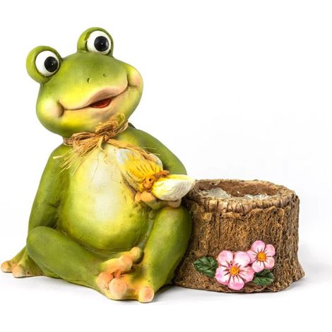 Jardinière Grenouille et Bûche  Jardinière décorative 40 x 34 x 23 cm  Jardinière d'intérieur/extérieur/terrasse  Idéale pour (1/5)