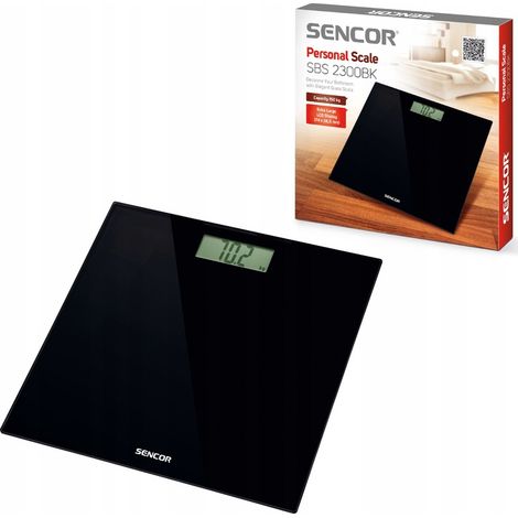 Bilancia pesapersone Sencor SBS 2300BK fino a 150 kg con display LCD.
