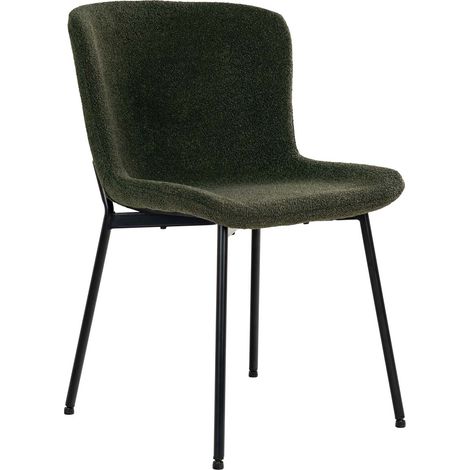 Lot de 2 chaises 48x59x83 cm en tissu bouclette vert foncé et noir (1/5)