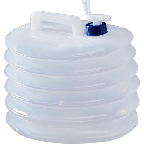 Zusammenklappbarer Wasserbehälter für den Außenbereich (mit Wasserhahn), faltbarer tragbarer Eimer, Teleskopeimer, tragbarer Wassertank für Reisen, 10 Liter, transparent (1/5)