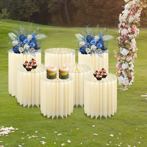 Présentoir à gâteaux pliable en papier, lot de 7 supports cylindriques pour fleurs, pour la décoration de mariage 28x30cm/28x40cm (1/5)
