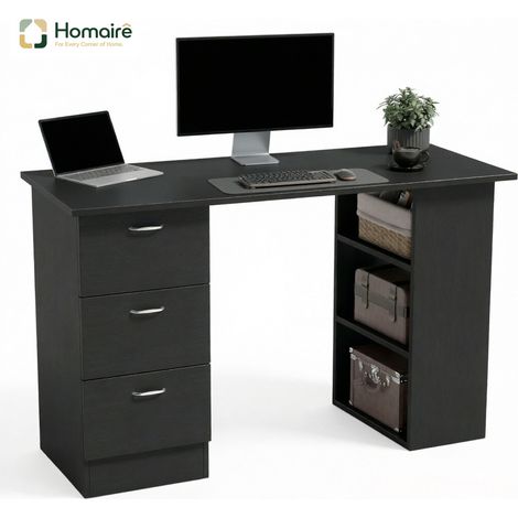 Meuble de rangement avec tiroirs, noir, en décor bois 120 x 49 x 72 cm HOMAIRE (1/5)