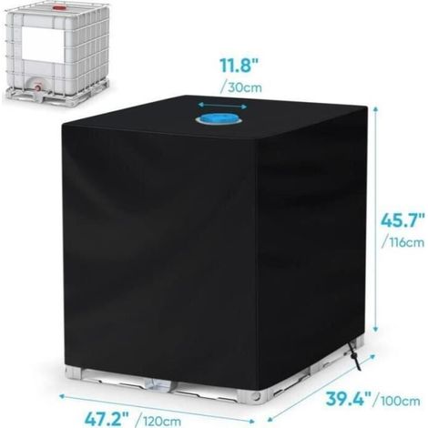 210D IBC Protective Cover Waterproof and Dustproof Cover UV Cover Garden Box Cover Noir (1/4)