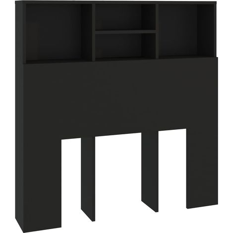 Testiera con accessorio letto contenitore mensola comodino 100 x 19 x 103,5 cm MDF nero TDL0200027