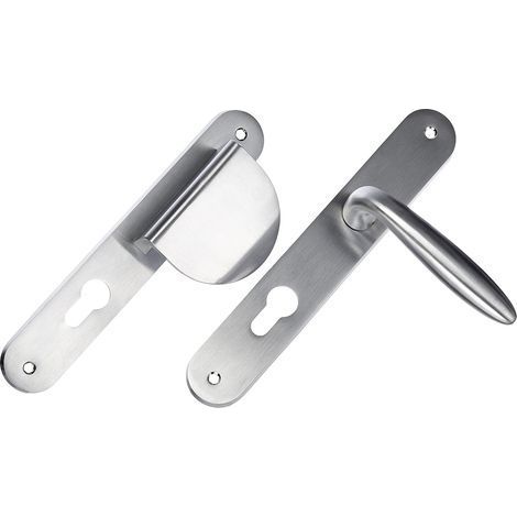 1 Paire Poignées Sur Plaque Zamak Carré 7mm Entraxe 195mm Pour Porte Entrée 37-53mm (1/5)