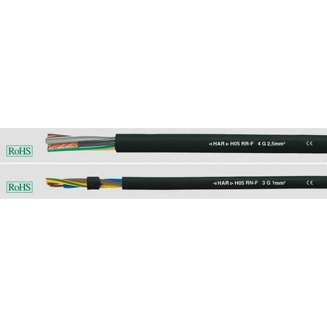 HELU 35001 Câble à gaine caoutchouc H05RR-F 2 x 0.75 mm² noir 100 m (1/2)