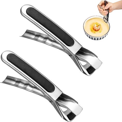 Dos pinzas de acero inoxidable, pinzas para freidora de aire, pinzas para platos calientes, pueden sujetar tazones calientes, ollas calientes. (1/5)