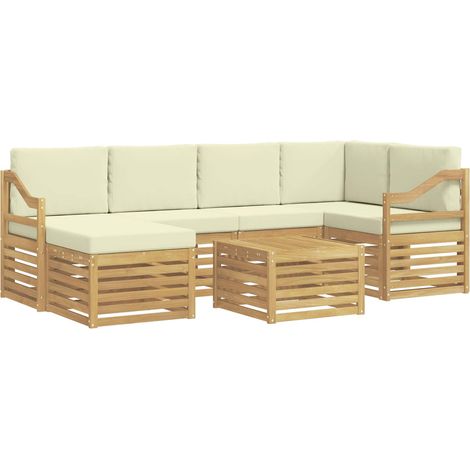 Ensemble de canapés d'extérieur 7 pc Blanc et crème Polyester vidaXL
