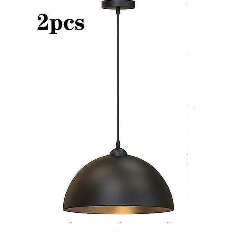 Set aus 2 schwarzen und goldenen Pendelleuchten, 30 cm