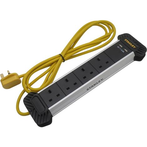 Stanleyl SXECFE2DHFE 4-Gang + 2 USB Powerboard with Cable Management 3m STE4GCAB2USB (1/5)