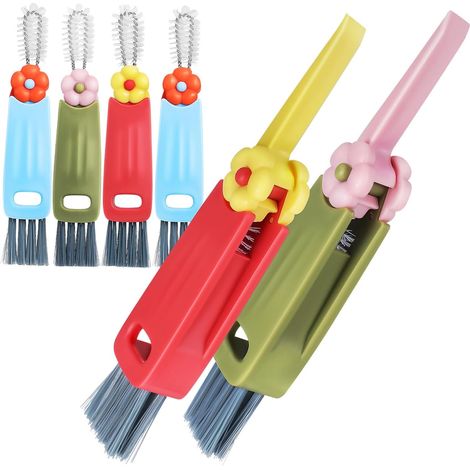 Set di 6 spazzole per la pulizia di tazze e bottiglie d'acqua, spazzola multifunzione per la pulizia degli angoli, verde, rosso e blu. (1/5)