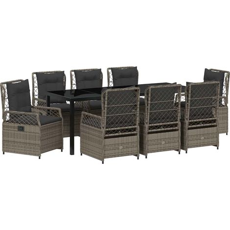 Maison Exclusive - Set da Pranzo per Giardino 9 pcs Grigio polyrattan