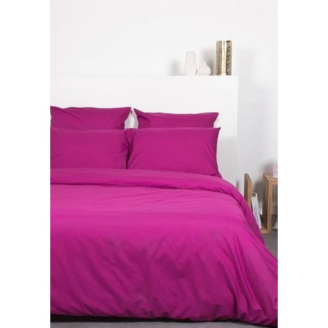Housse De Couette Unie Polycoton 240X220 Cm Prune