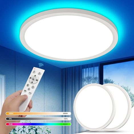 3000K-6500K RGB Couleur Changeante luminaire plafonnier – 2 pack Plafonnier Led 24W Plafonnier Rond (1/5)