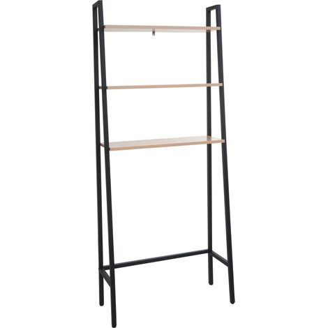 Estantería independiente para baño estante para lavadora diseño industrial escalera madera clara y metal 155x64x25 cm 040008693 (1/5)