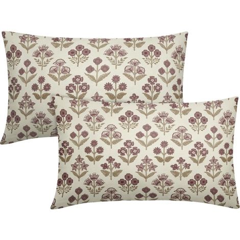 Irovami Housses coussin floral – lot 2, 30x50 cm, polyester/lin, canapé/lit (1/5)